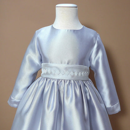 Vestido mikado gris perla y fajin - PARDALETS