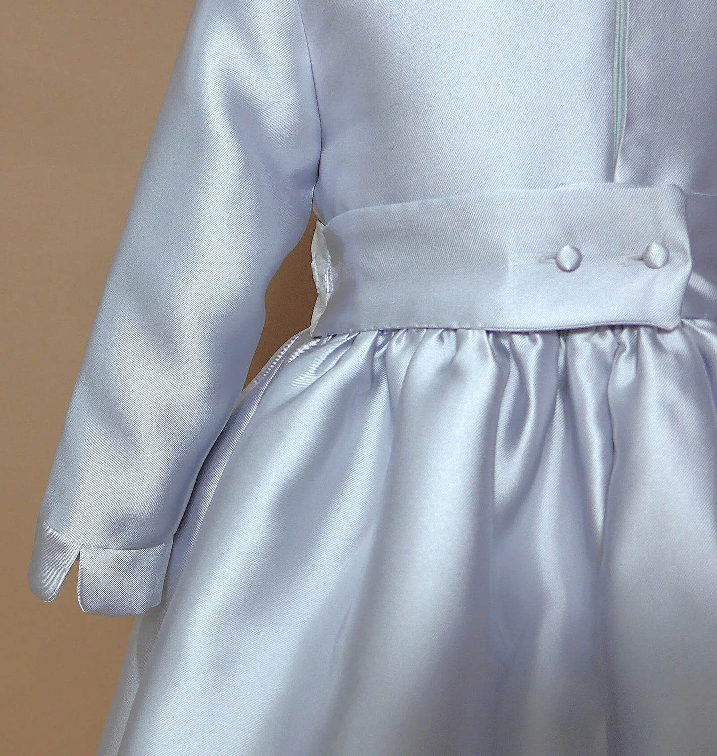 Vestido mikado gris perla y fajin - PARDALETS