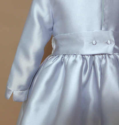 Vestido mikado gris perla y fajin - PARDALETS