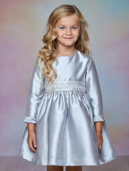 Vestido mikado gris perla y fajin - PARDALETS