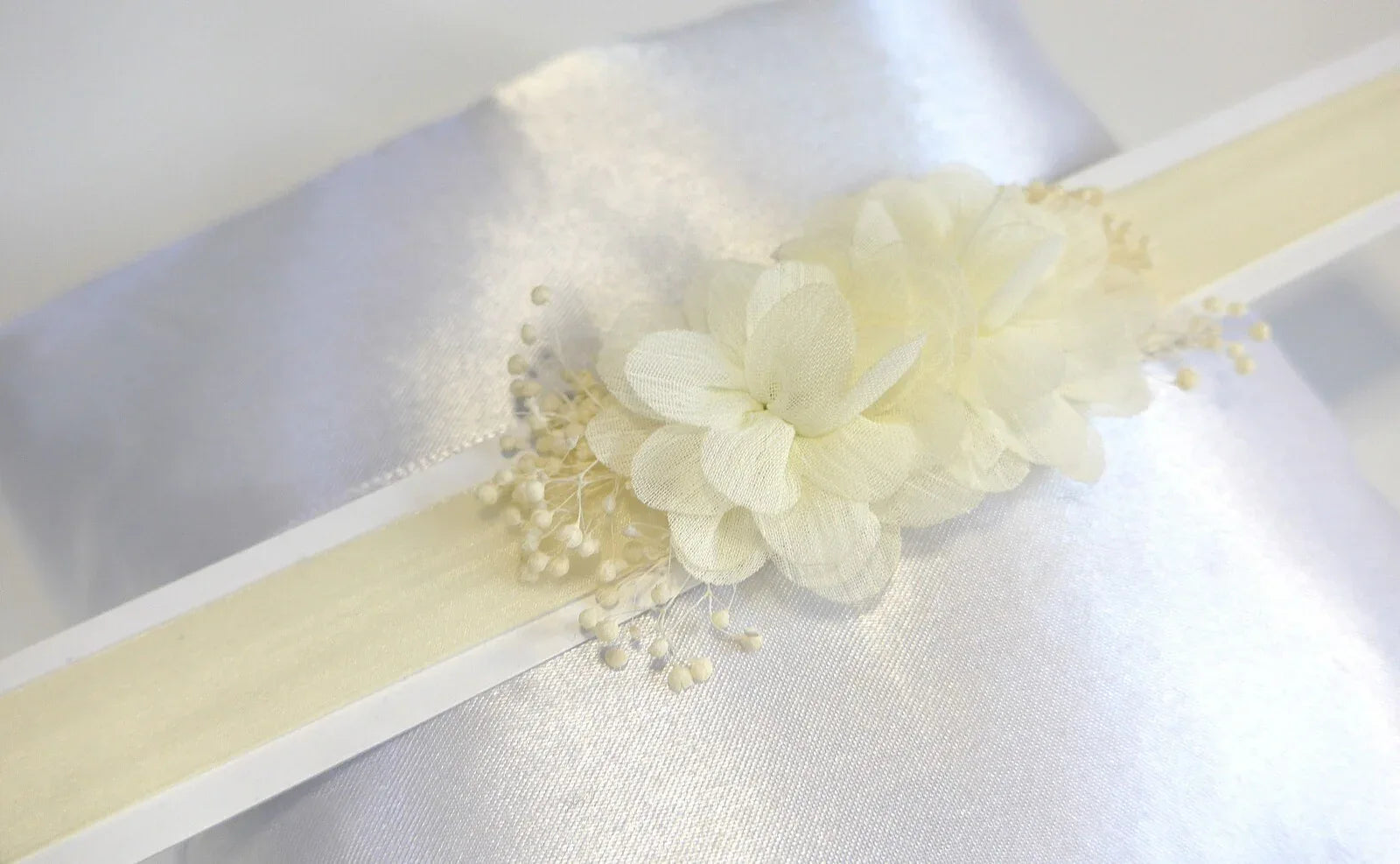 Diadema elastica 2 flores beig - PARDALETS