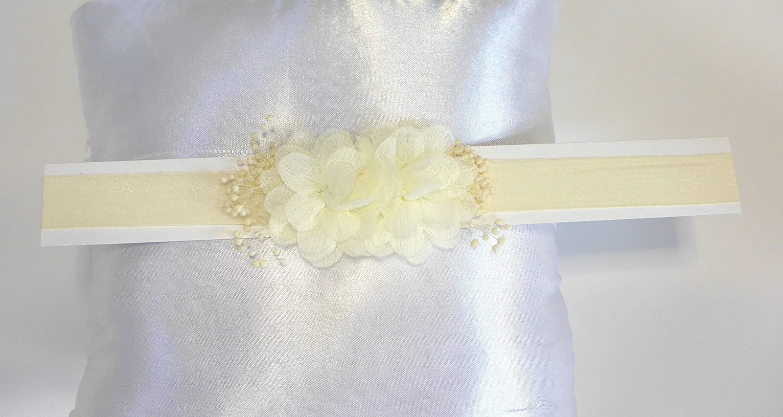 Diadema elastica 2 flores beig - PARDALETS
