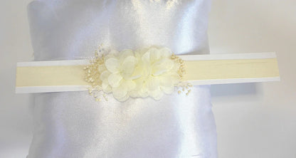 Diadema elastica 2 flores beig - PARDALETS