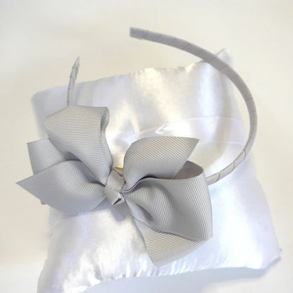Diadema lazo grosgain gris perla - PARDALETS