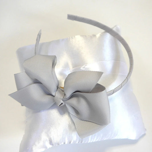 Diadema lazo grosgain gris perla - PARDALETS