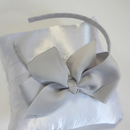 Diadema lazo grosgain gris perla - PARDALETS