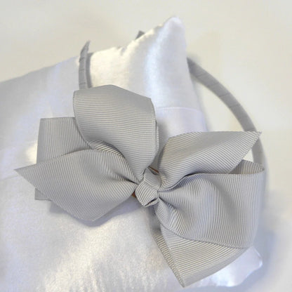 Diadema lazo grosgain gris perla - PARDALETS