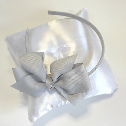Diadema lazo grosgain gris perla - PARDALETS
