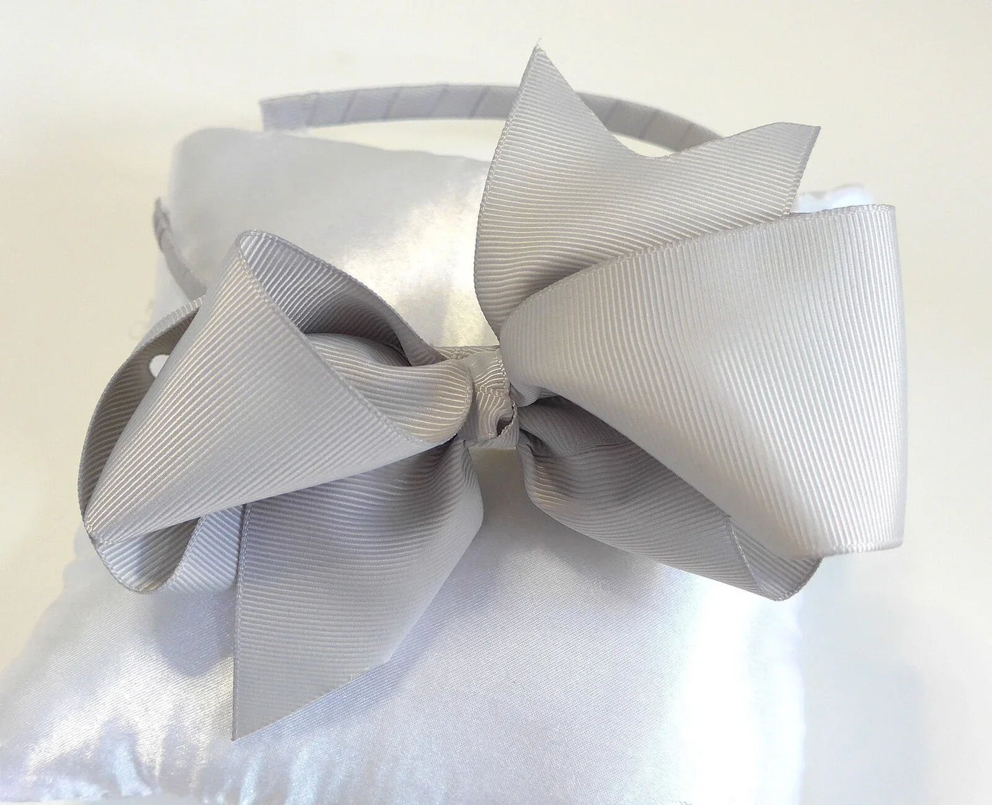 Diadema lazo SUPERGRANDE grosgain gris - PARDALETS