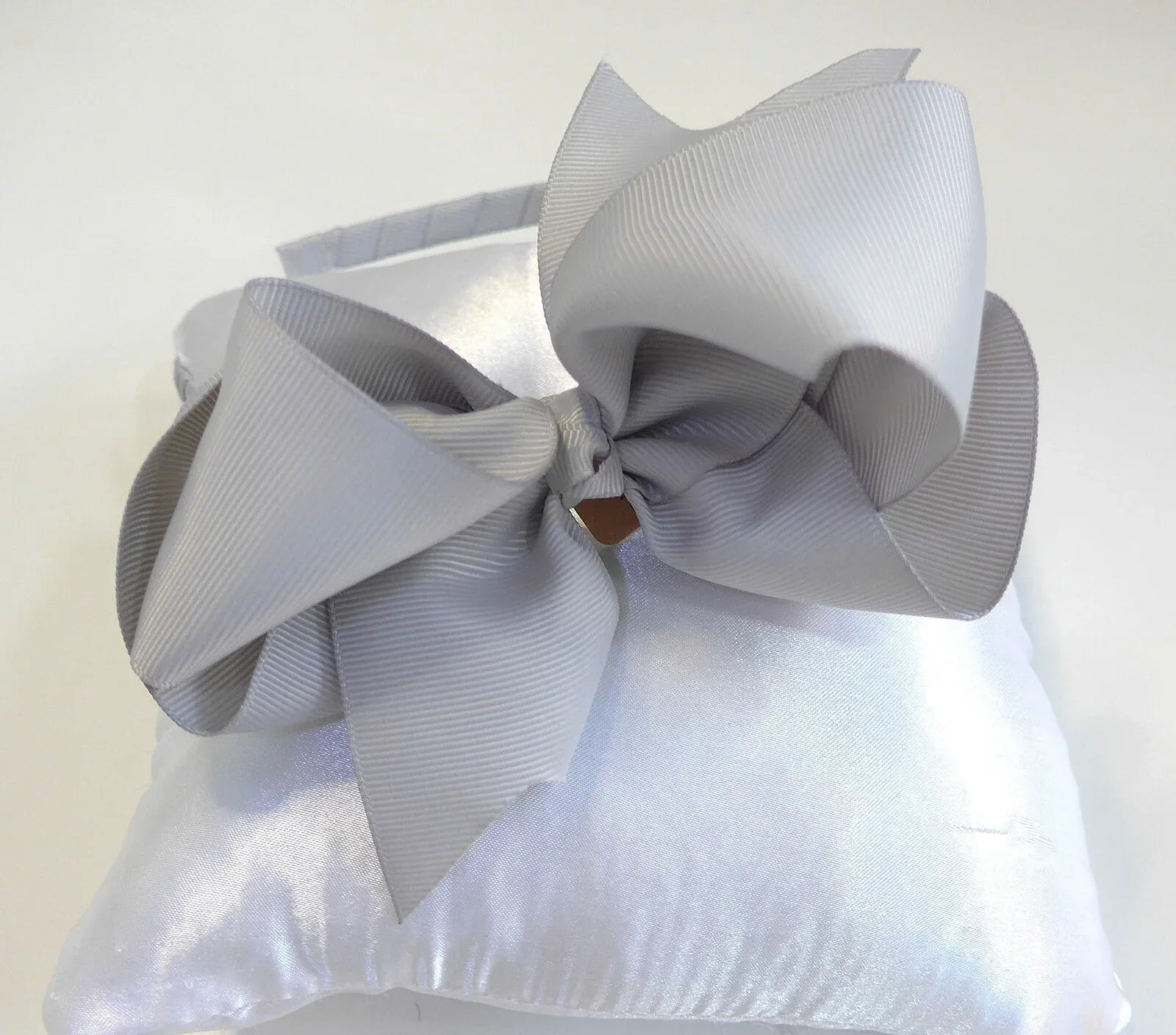 Diadema lazo SUPERGRANDE grosgain gris - PARDALETS