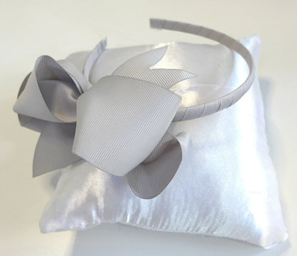Diadema lazo SUPERGRANDE grosgain gris - PARDALETS