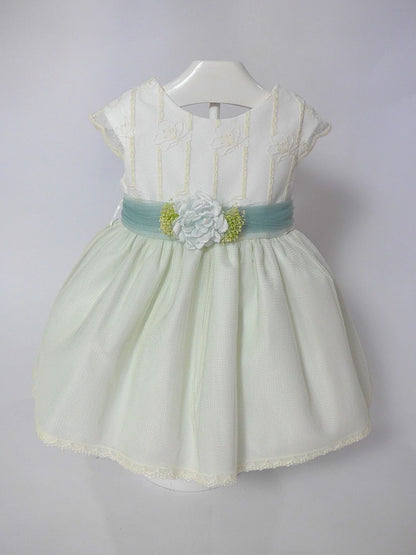 Vestido beig y verde bordado - PARDALETS