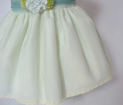 Vestido beig y verde bordado - PARDALETS