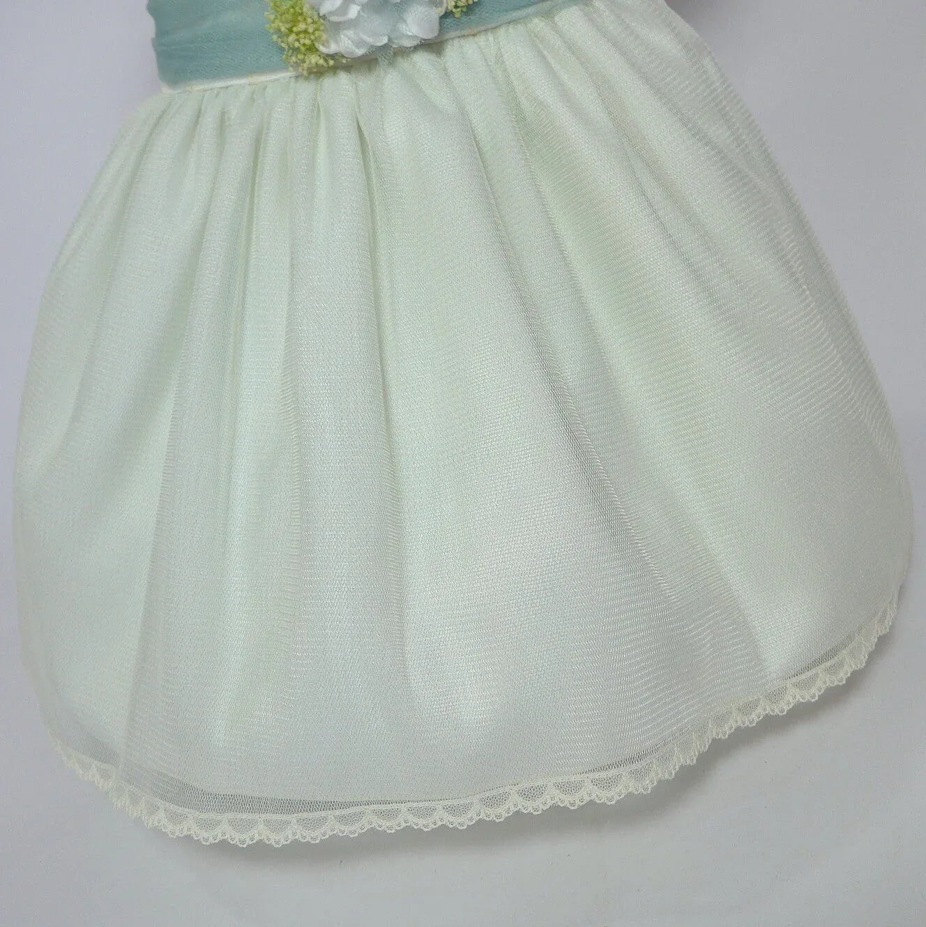 Vestido infantil verde empolvado y beig - PARDALETS
