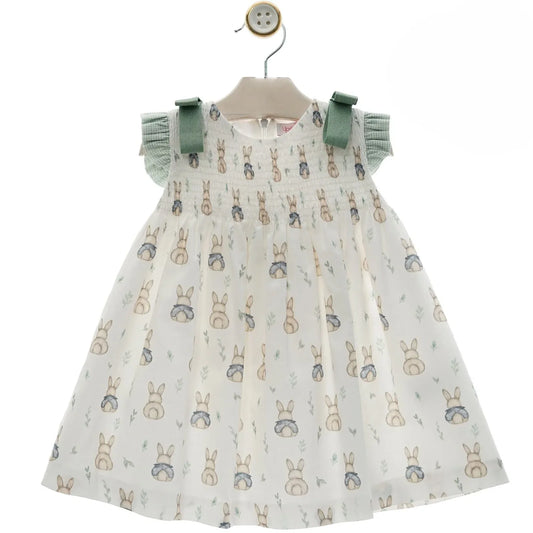 Vestido fruncido estampado conejitos "Magia" - PARDALETS