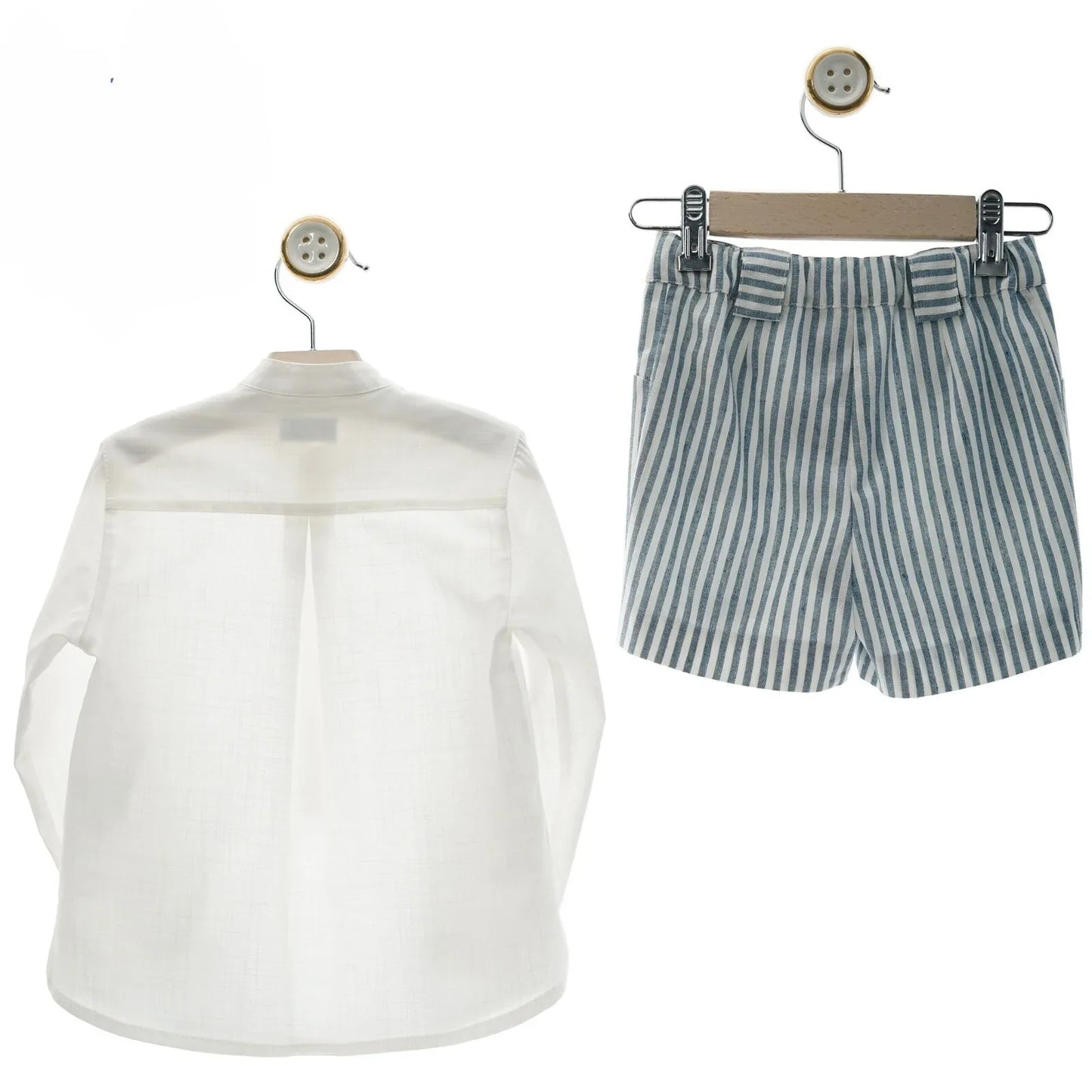 Conjunto camisa y short rayas azules "Damas" - PARDALETS