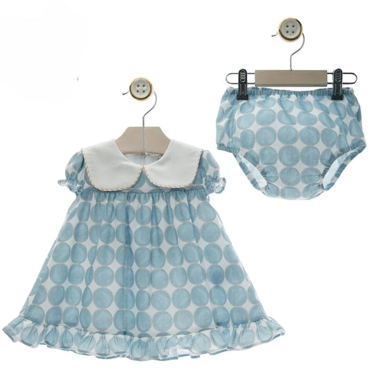 Vestido lunares azules con braguita "Medieval" - PARDALETS