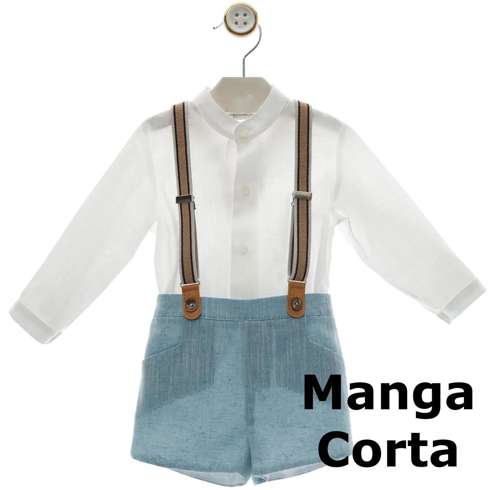 Conjunto camisa y short azul con tirantes "Medieval" - PARDALETS