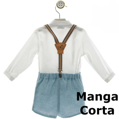 Conjunto camisa y short azul con tirantes "Medieval" - PARDALETS