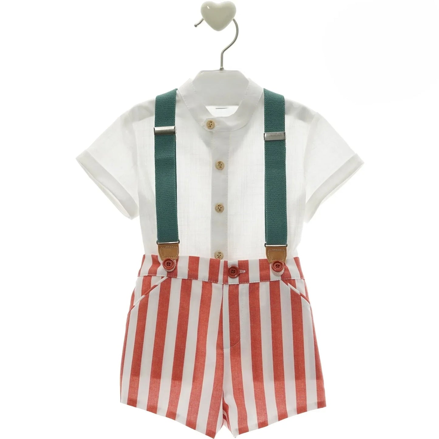 Conjunto tirantes verdes y short rayas "Leo" - PARDALETS