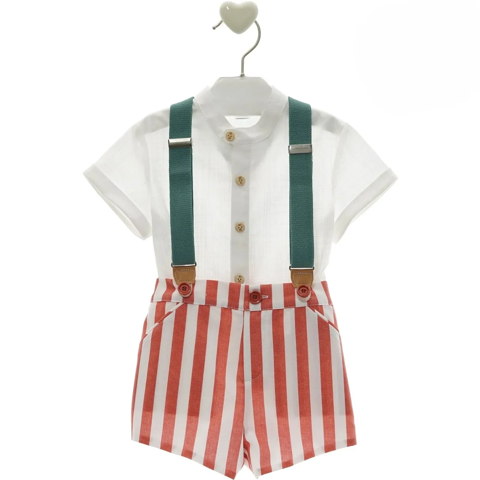 Conjunto tirantes verdes y short rayas "Leo" - PARDALETS