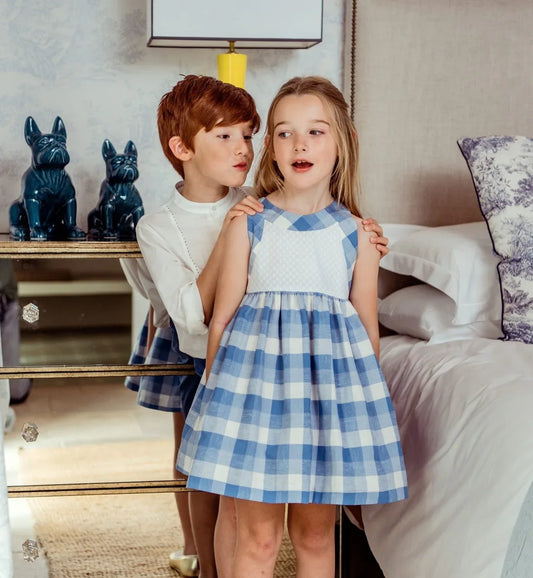 Vestido cuadros azules "Escorpio" - PARDALETS