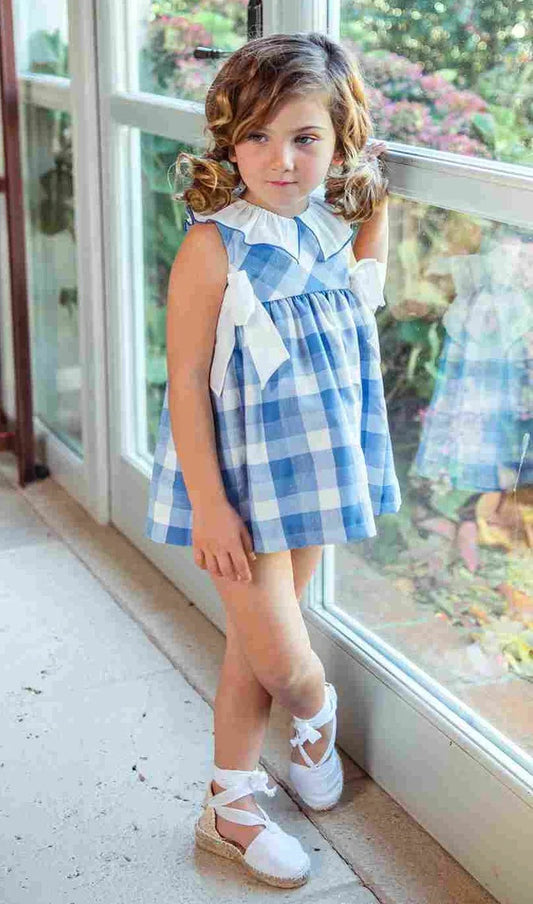 Vestido con braguita cuadros azules "Escorpio" - PARDALETS