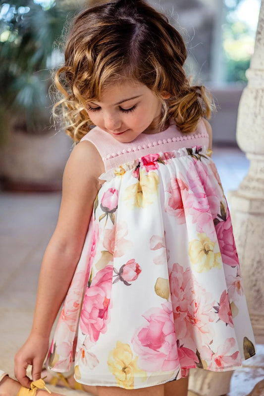 Vestido con braguita flores rosas "Capricornio" - PARDALETS