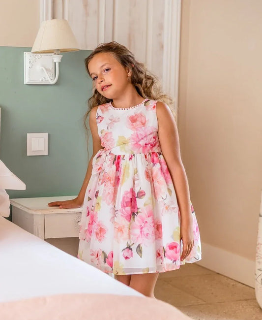 Vestido flores rosas y amarillas "Capricornio" - PARDALETS