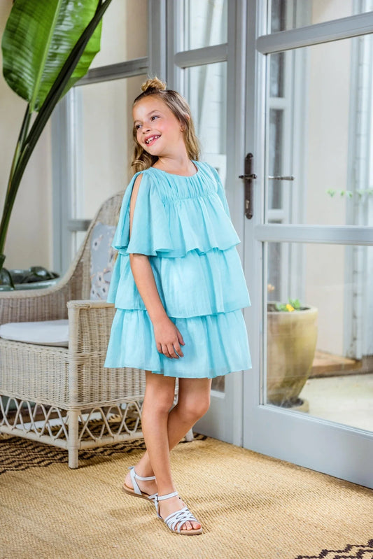 Vestido gasa verde "Tauro" - PARDALETS