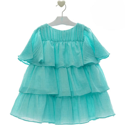 Vestido gasa verde "Tauro" - PARDALETS