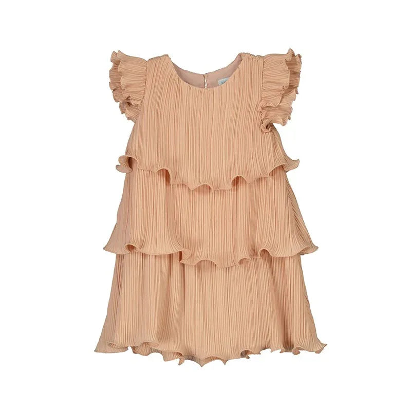 Vestido crepe plisado salmon - PARDALETS