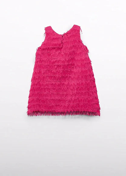 Vestido flecos frambuesa - PARDALETS