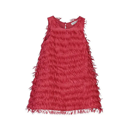 Vestido flecos frambuesa - PARDALETS