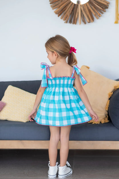 Vestido cuadros turquesas - PARDALETS