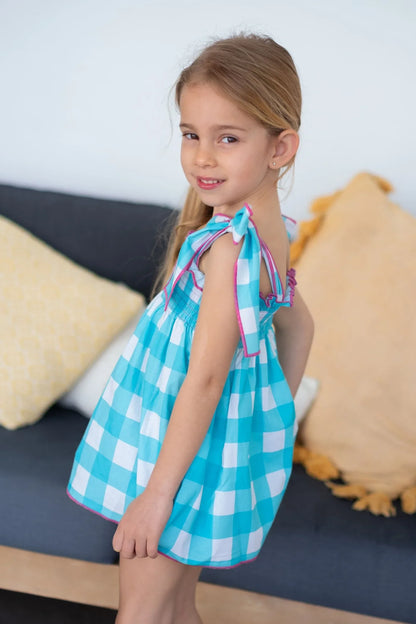 Vestido cuadros turquesas - PARDALETS