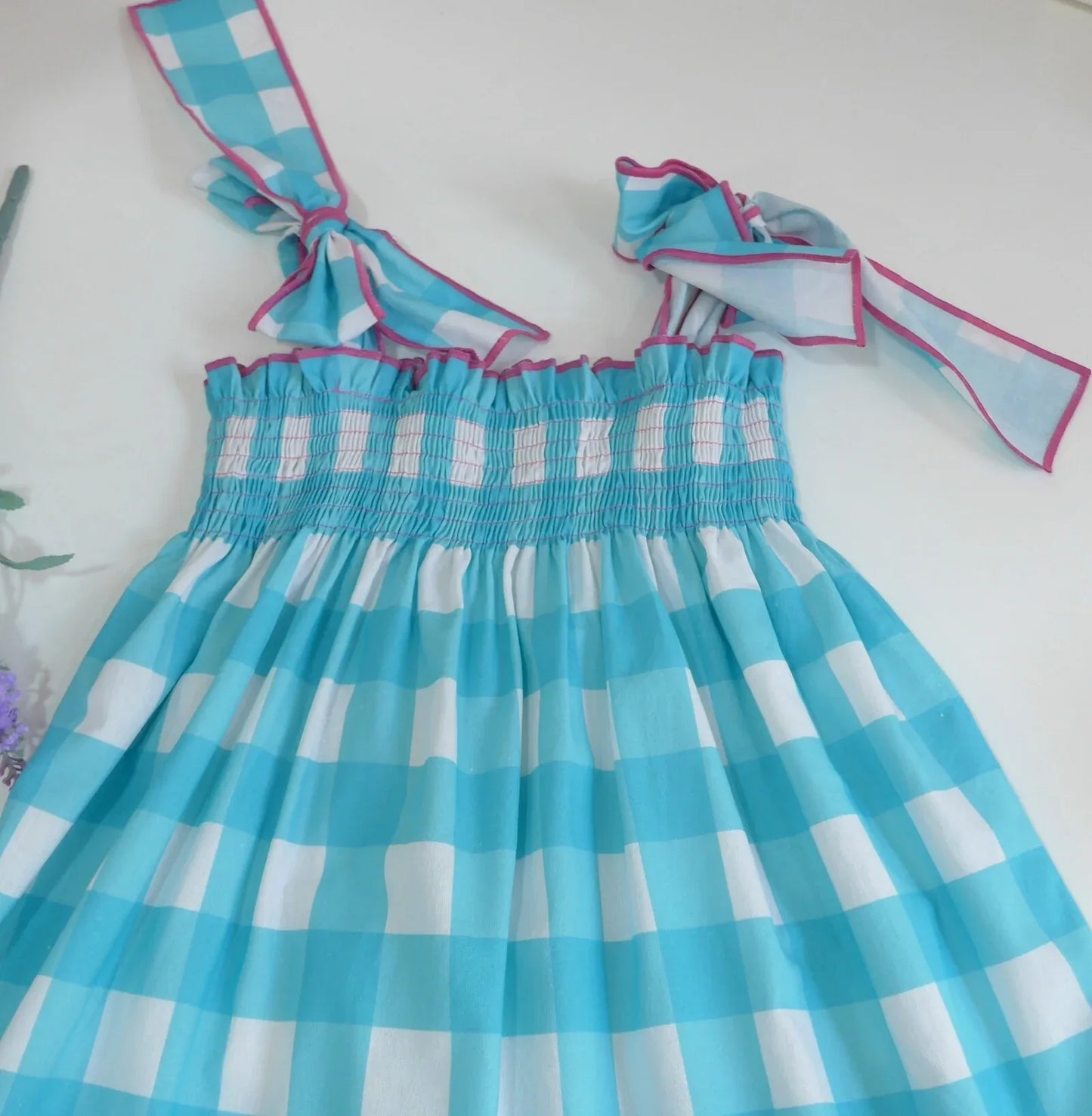 Vestido cuadros turquesas - PARDALETS