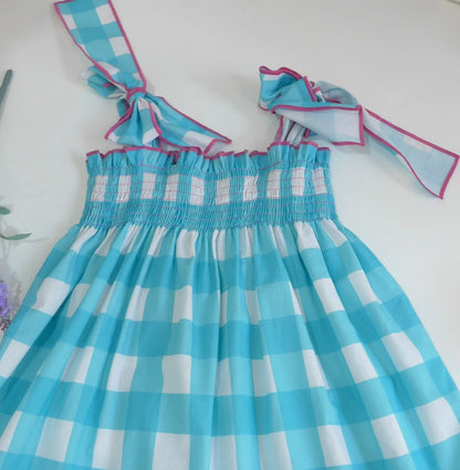 Vestido cuadros turquesas - PARDALETS