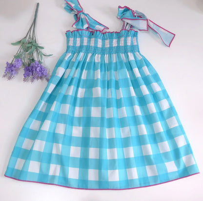 Vestido cuadros turquesas - PARDALETS