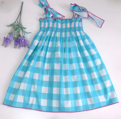 Vestido cuadros turquesas - PARDALETS