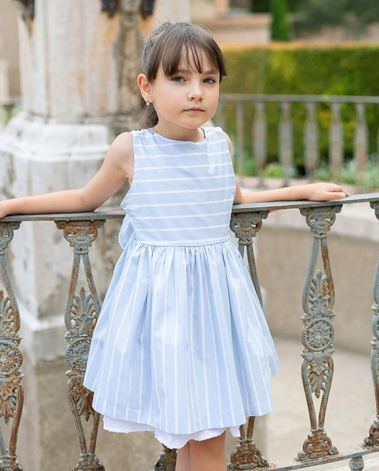 Vestido azul y rayita blanca - PARDALETS