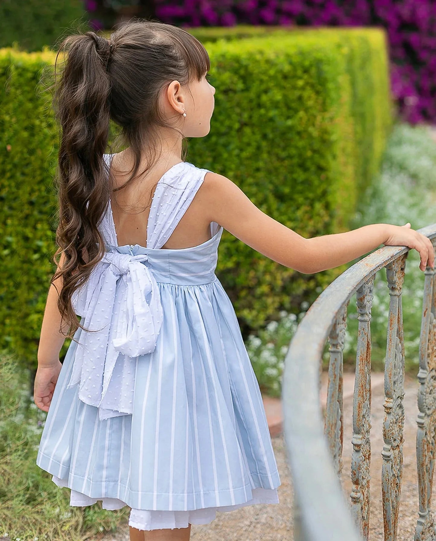 Vestido azul y rayita blanca - PARDALETS