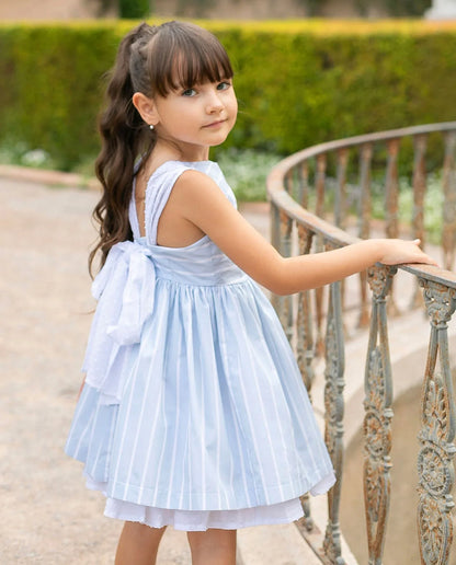 Vestido azul y rayita blanca - PARDALETS