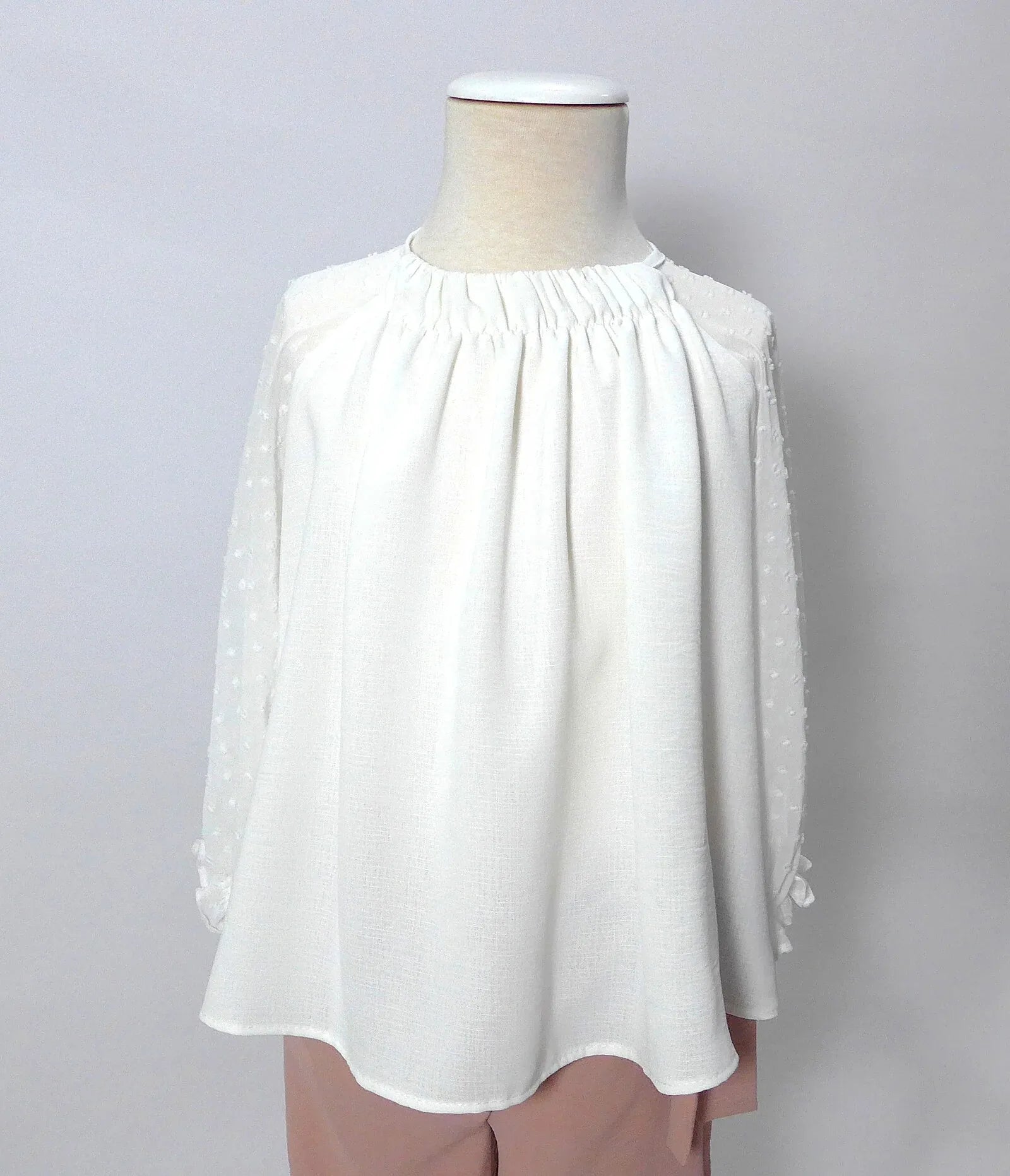 Conjunto blusa blanca y pantalon largo rosa empolvado - PARDALETS