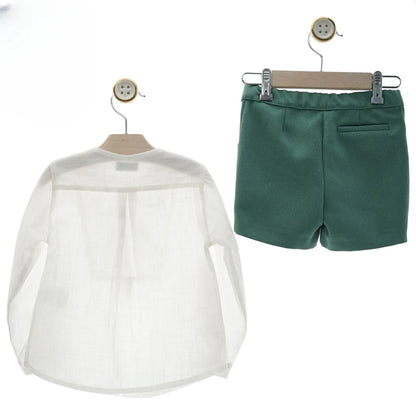 Conjunto camisa blanca y short verde hierba "Romance" - PARDALETS
