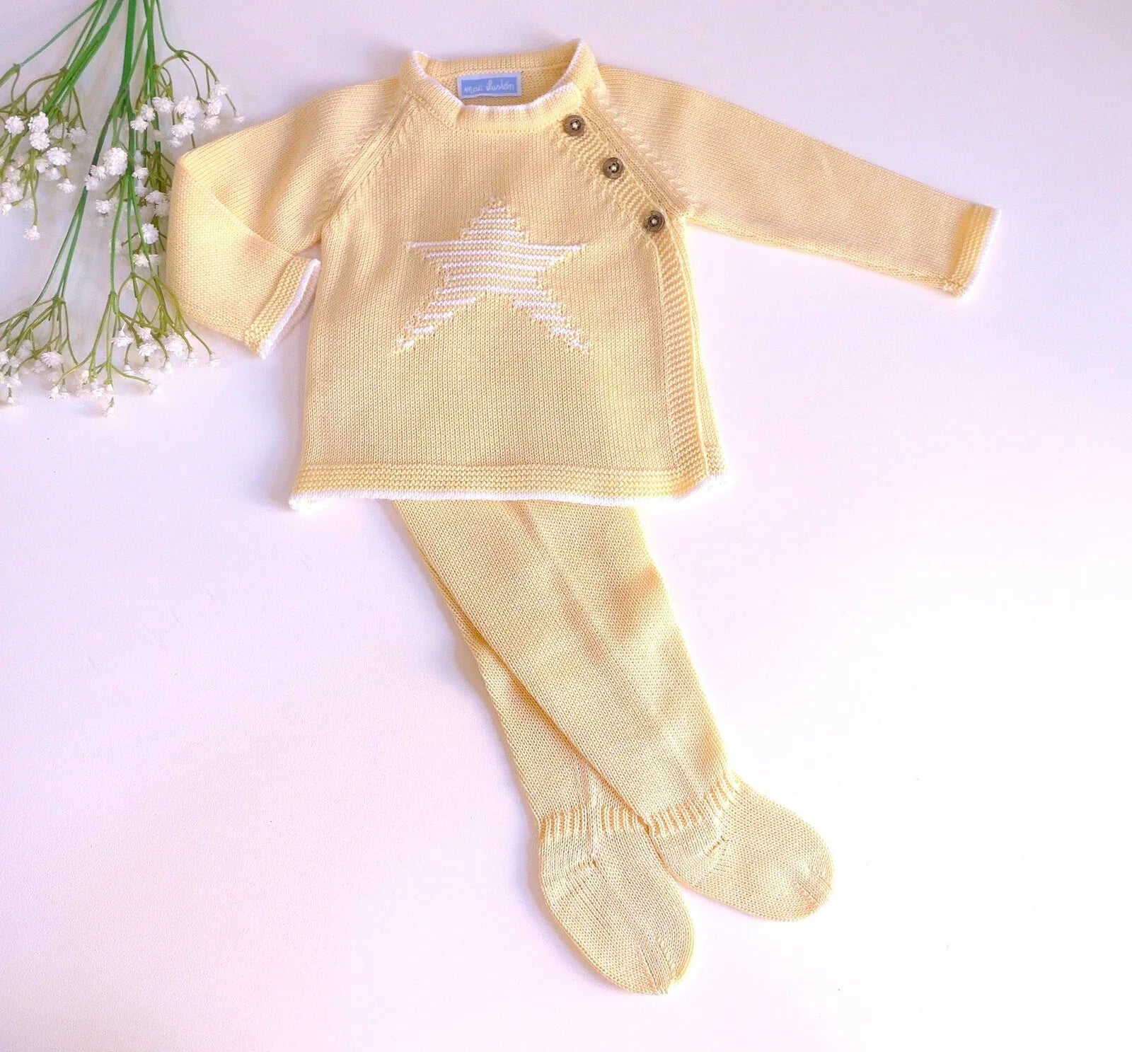 Jubon y polaina crema con estrella - PARDALETS