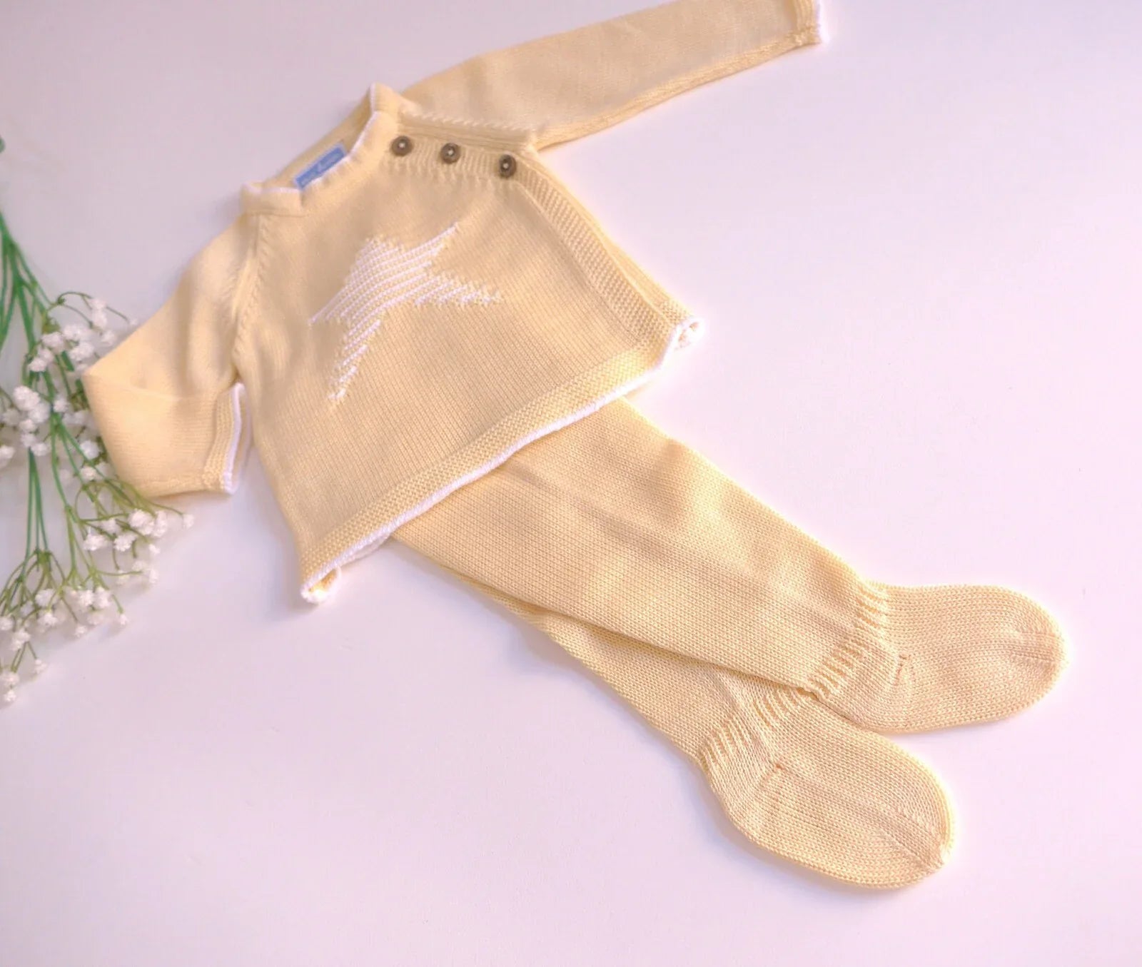 Jubon y polaina crema con estrella - PARDALETS