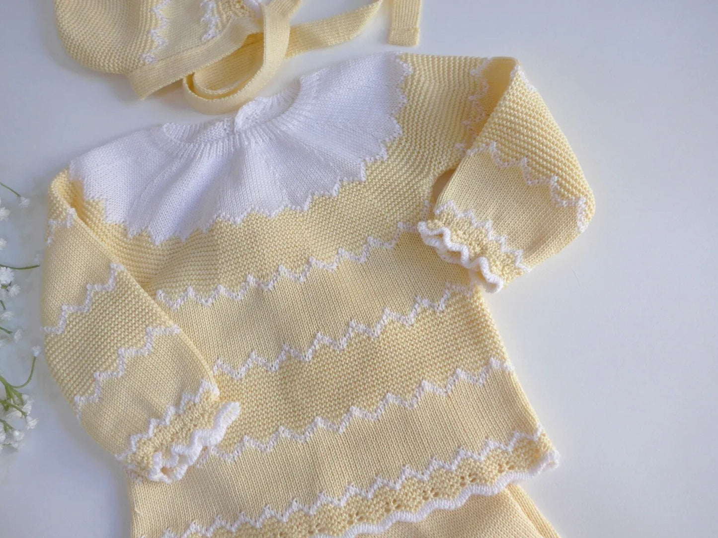 Jubon, polaina y capota crema y blanco - PARDALETS