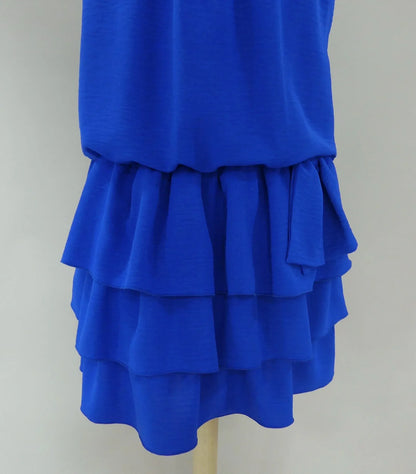 Vestido azulon con 3 volantes - PARDALETS