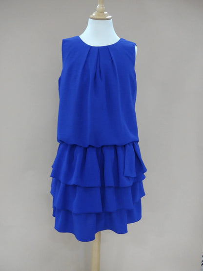 Vestido azulon con 3 volantes - PARDALETS